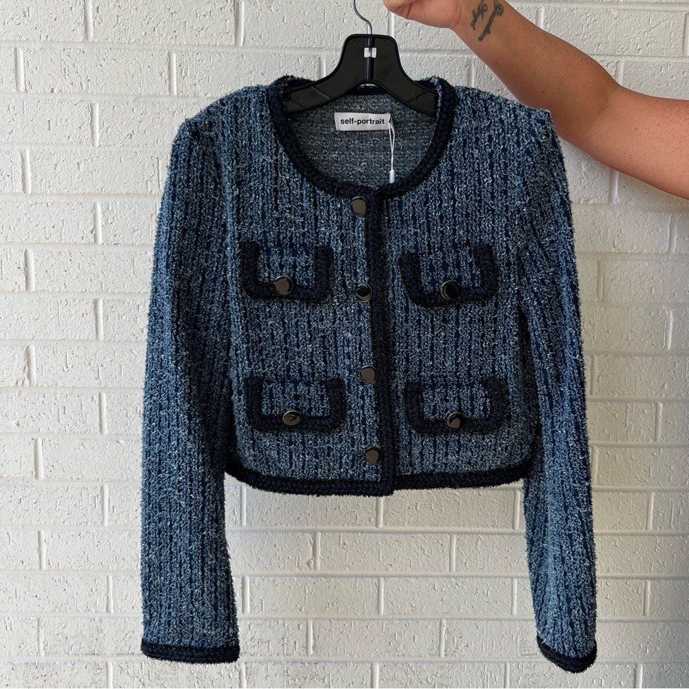 Self-Portrait Textured Denim Jacket 💙